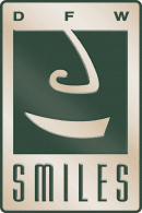DFW Smiles logo featuring stylized smile design on green background with cream lettering.